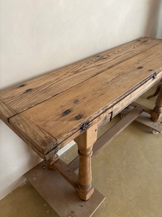 VERSATILE FRENCH OAK DINING TABLE WITH FLAPS S. XIX