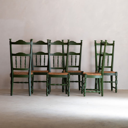 CONJUNTO 6 SILLAS RÚSTICAS ITALIANAS AÑOS 60