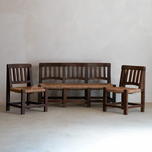 BANCO Y DOS SILLAS BRUTALISTAS WORPSWEDE 60s