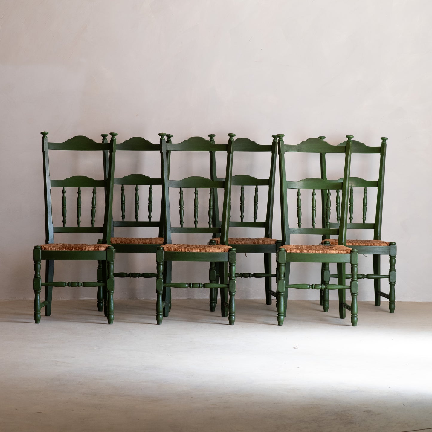 CONJUNTO 6 SILLAS RÚSTICAS ITALIANAS AÑOS 60