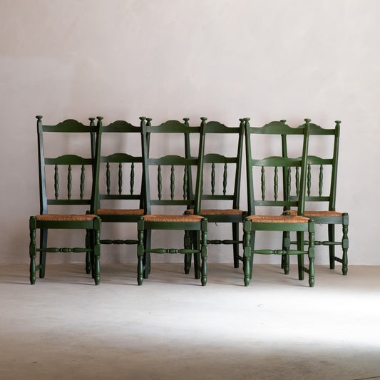 CONJUNTO 6 SILLAS RÚSTICAS ITALIANAS AÑOS 60
