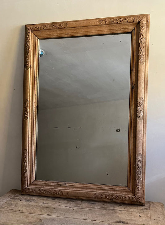 ESPEJO DE MADERA TALLADA DEL SIGLO XIX EN ROBLE MACIZO