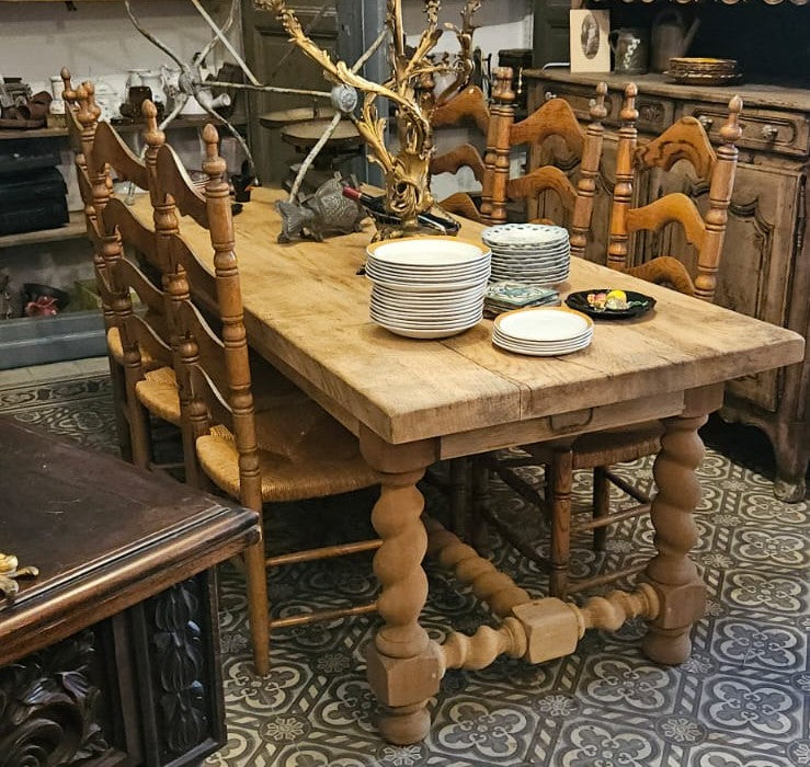 ANTIQUE 20TH CENTURY SPANISH OAK REFECTORY TABLE C.1900