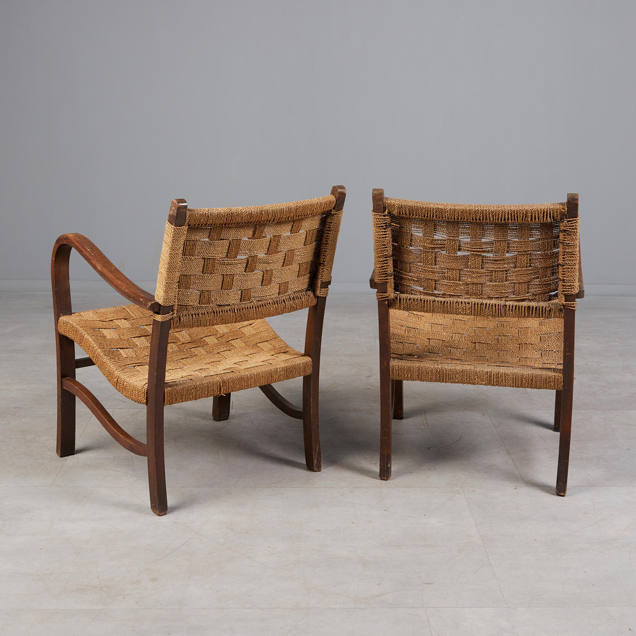 Butaca de cuerda al estilo Bauhaus de ERICH DIECKMANN Sweden, años 30