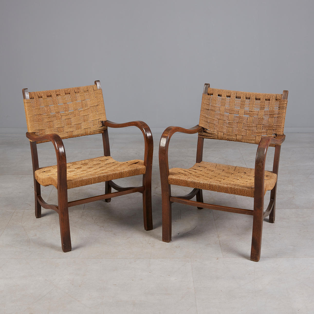 Butaca de cuerda al estilo Bauhaus de ERICH DIECKMANN Sweden, años 30