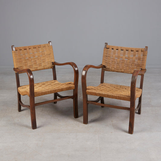 Butaca de cuerda al estilo Bauhaus de ERICH DIECKMANN Sweden, años 30